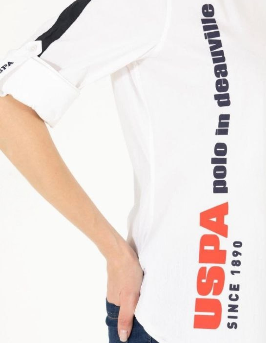 Polo Poplin Lycra Shirt with Logo Print
