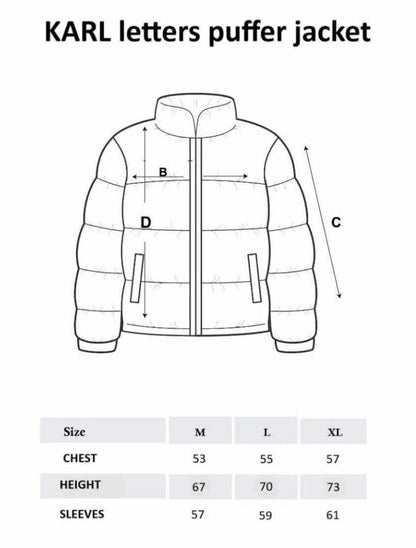 Karl Lagerfeld Black Monogram Puffer Jacket / #00184