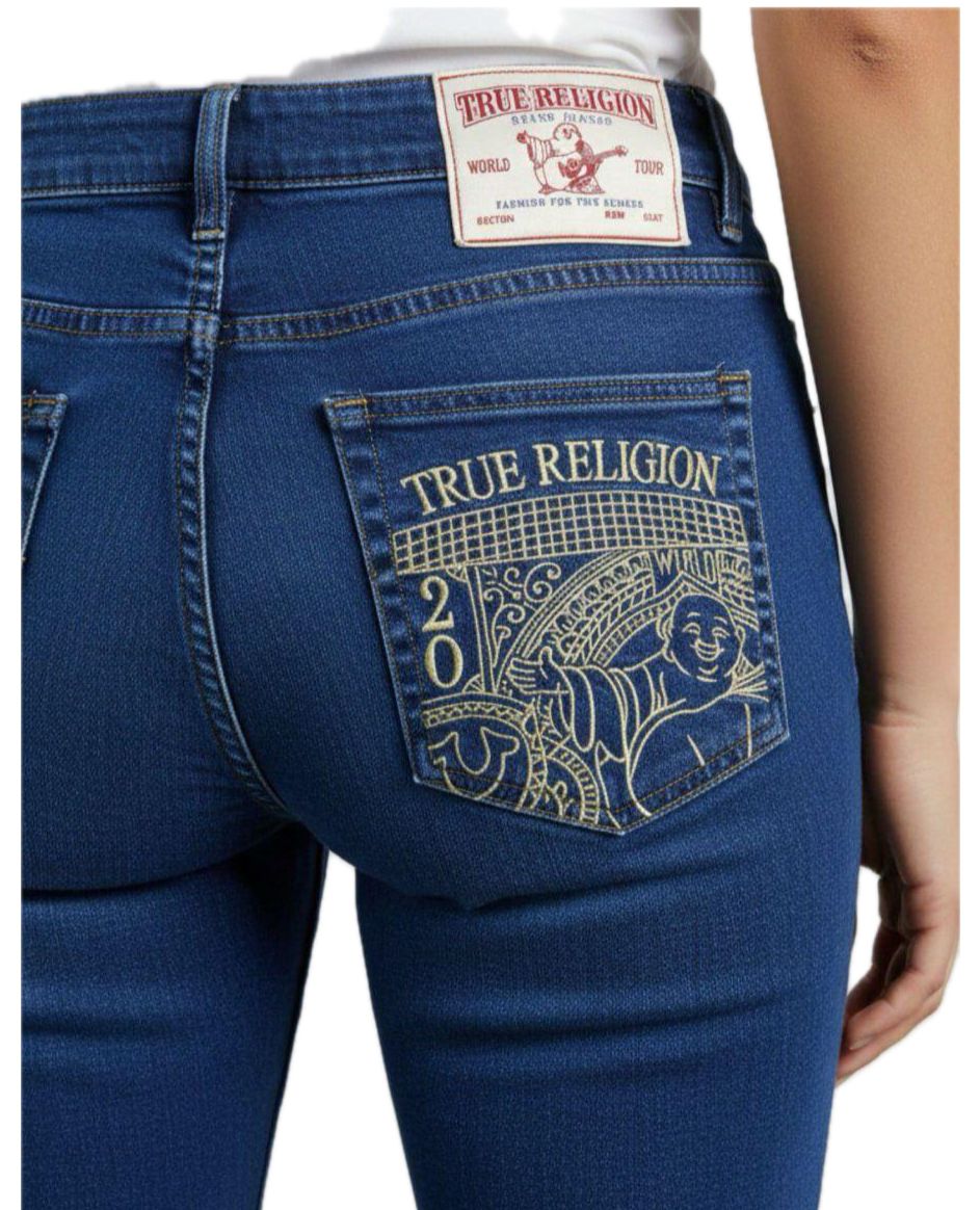 True Religion Women’s Flare Jeans – Premium Stretch Denim with Signature Buddha Embroidery (/#00189))
