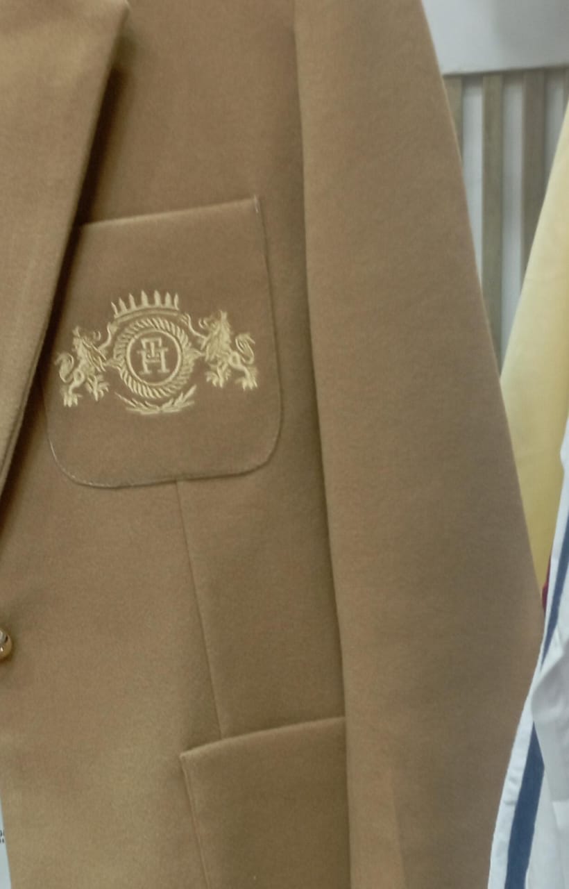 Tommy Hilfiger Signature Camel Wool-Blend Crest Blazer -`#00213