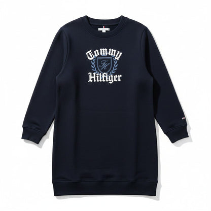 Women’s Short Sweatshirt Dress by Tommy Hilfiger – Navy Logo Print-#00275