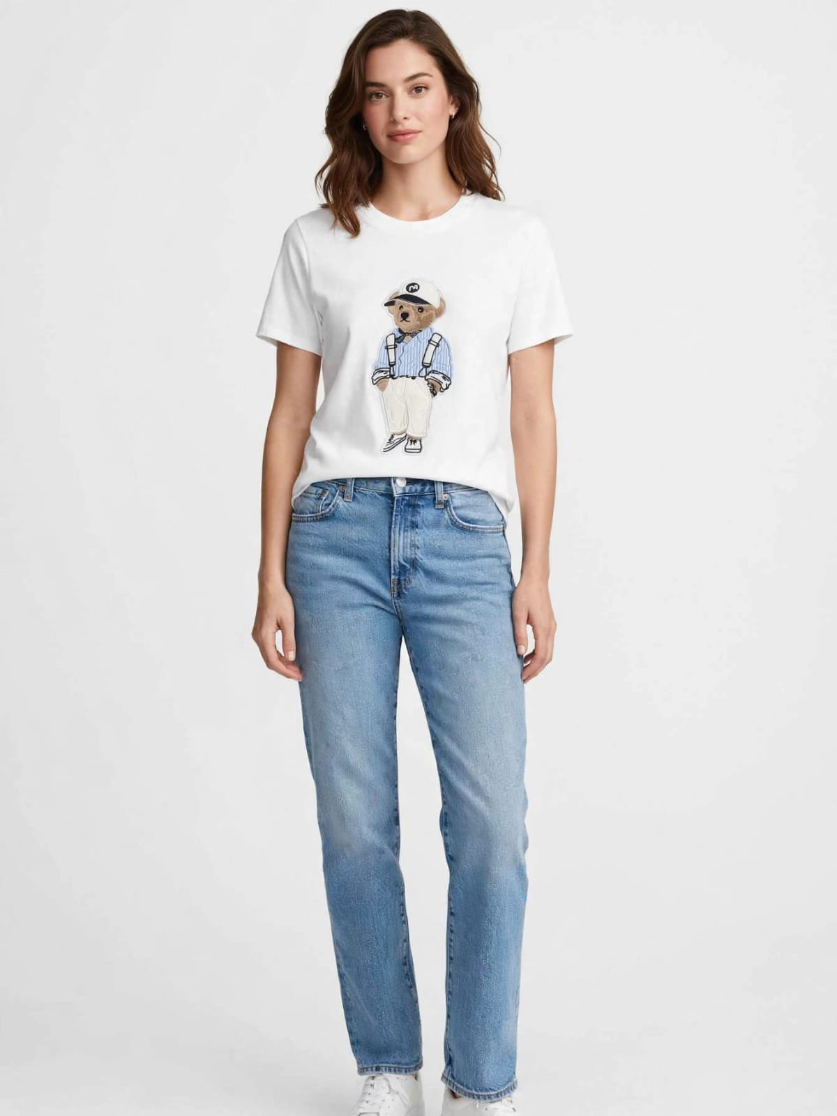 Polo Ralph Lauren Women's Polo Bear Cotton Jersey Crewneck T-Shirt – White#00361