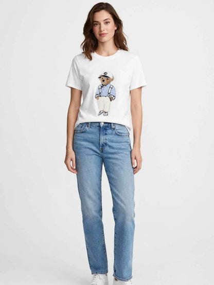 Polo Ralph Lauren Women's Polo Bear Cotton Jersey Crewneck T-Shirt – White#00361