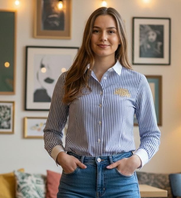 Tommy Hilfiger Signature Color Block & Stripe Poplin Shirt _#00203