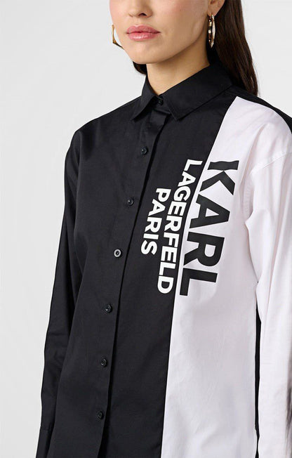 Karl Lagerfeld Black and White Logo Shirt