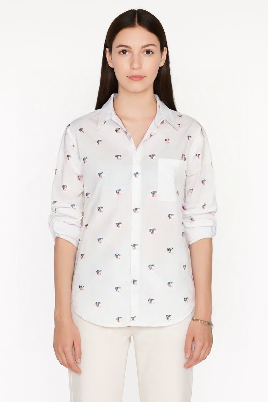 Tommy Hilfiger White Printed Button-Down Shirt