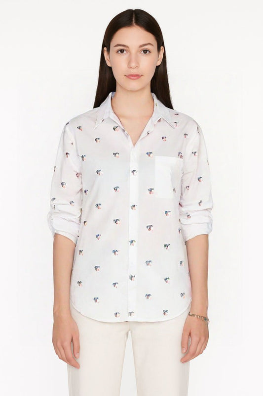 Tommy Hilfiger White Printed Button-Down Shirt