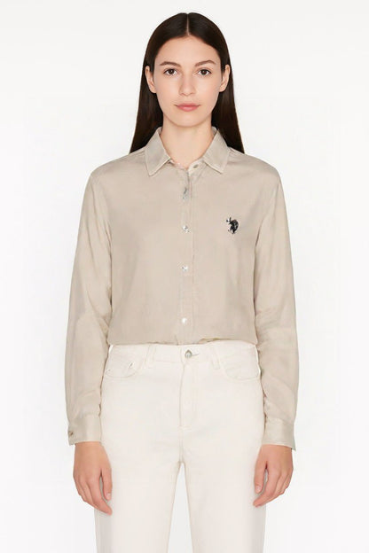 POLO Classic Button-Down Shirt with Embroidered Chest Logo