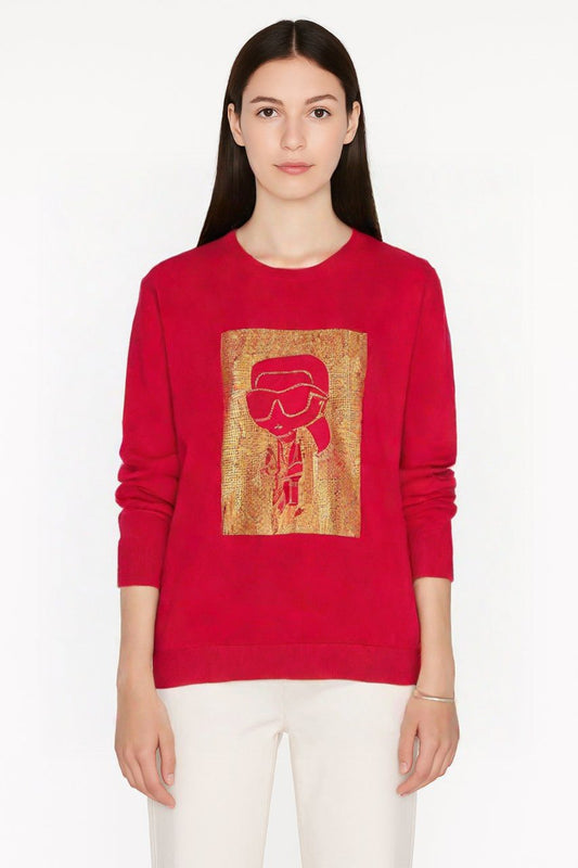Karl Lagerfeld Graphic Embroidered Long Sleeve T-Shirt