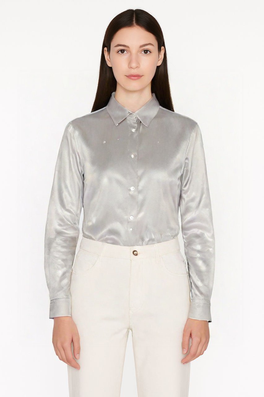 Ralph Lauren Classic Satin Button-Down Shirt for Women
