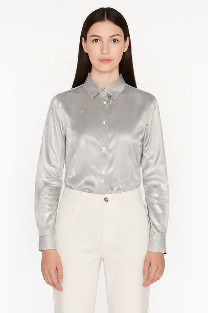 Ralph Lauren Classic Satin Button-Down Shirt for Women