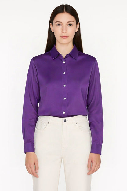 Ralph Lauren Classic Satin Button-Down Shirt for Women
