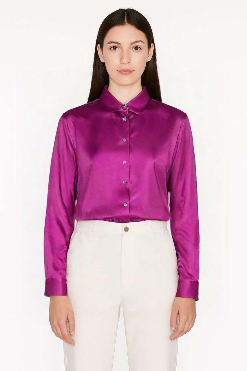 Ralph Lauren Classic Satin Button-Down Shirt for Women