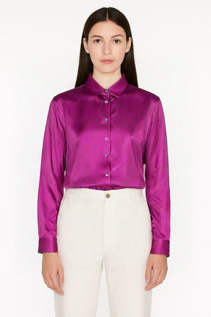 Ralph Lauren Classic Satin Button-Down Shirt for Women