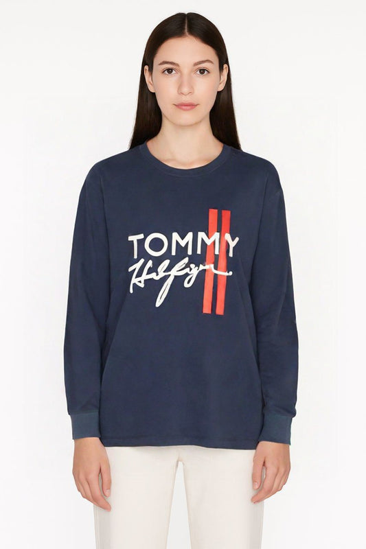 Tommy Hilfiger Women’s Navy Long-Sleeve  T-Shirt