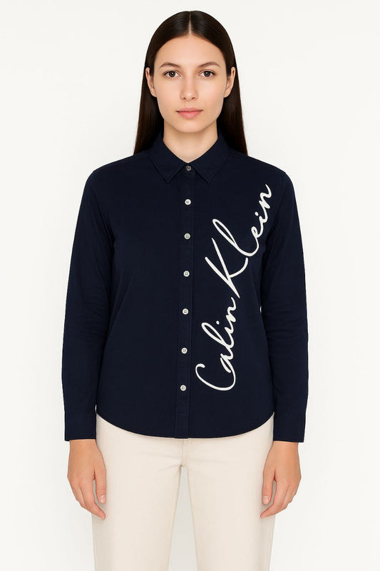 Calvin Klein Navy Blue Button-Up Shirt