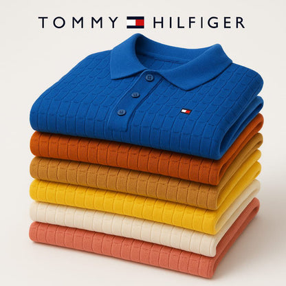 Tommy Hilfiger Textured Knit T-Shirt – Short Sleeve Cable Pattern