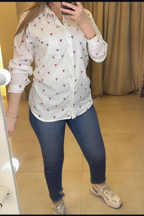 Tommy Hilfiger White Printed Button-Down Shirt