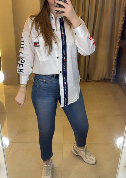 Tommy Hilfiger White Logo Shirt – Long Sleeve