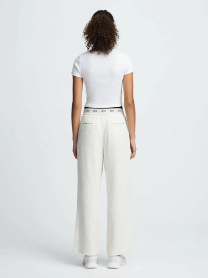 Alo Women's High-Waist Wide Leg Pants - Logo Waistband Lounge Trousers #00350
