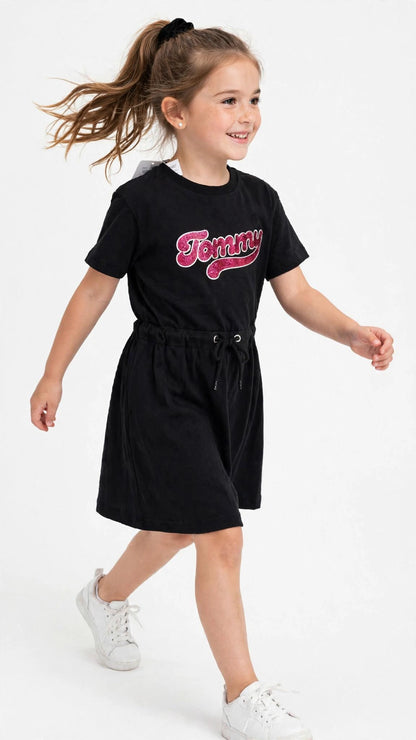 Tommy Hilfiger Girls Sequin Logo T-Shirt Dress -#00387