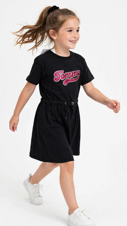 Tommy Hilfiger Girls Sequin Logo T-Shirt Dress -#00387