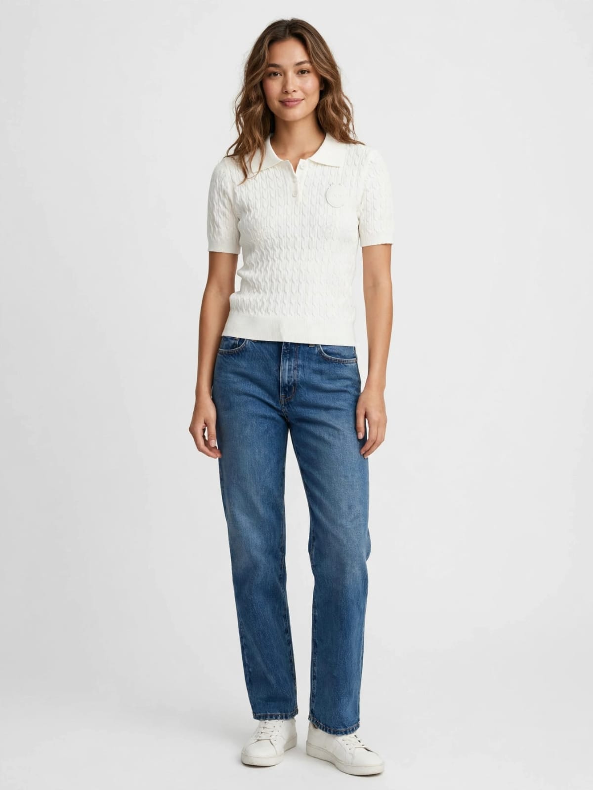 Dior Knit Polo Shirt - Luxury Cable Knit with CD Crest Logo#00360