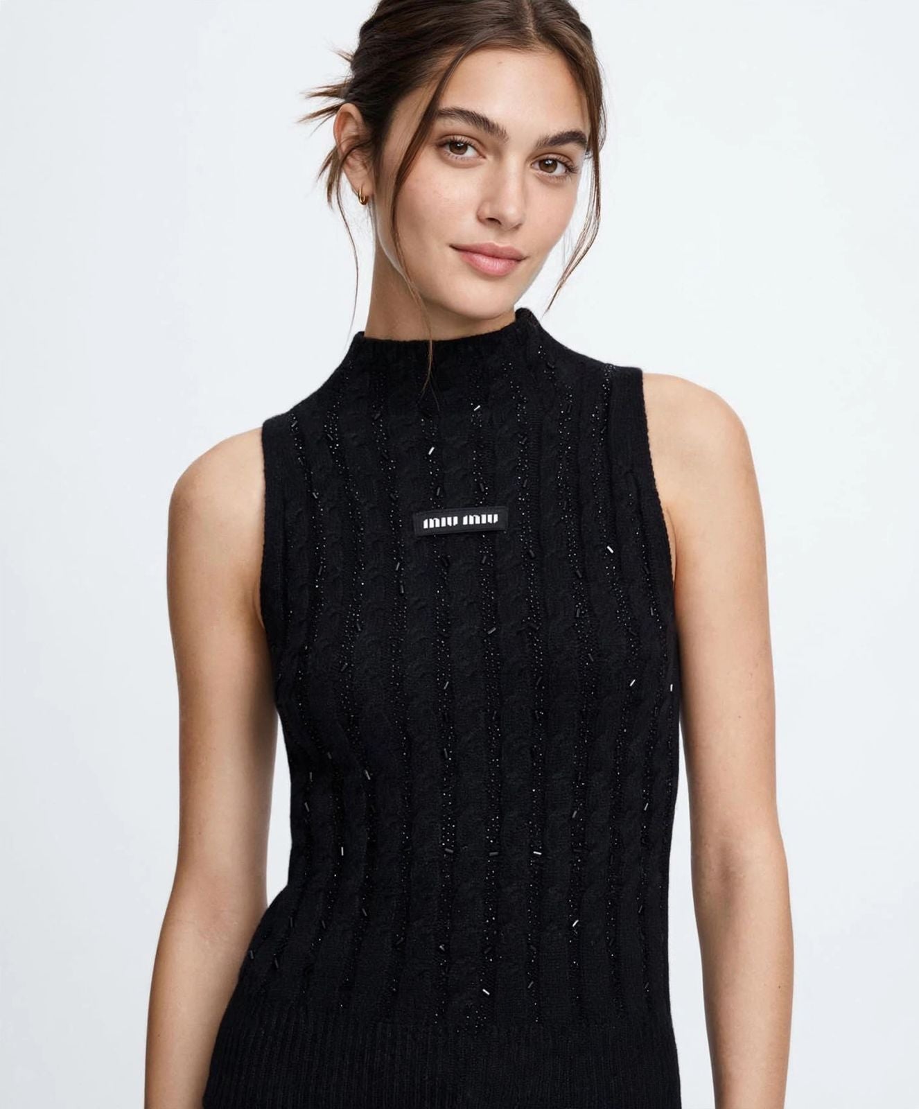 Miu Miu Crystal Embellished Knit Vest - #00319