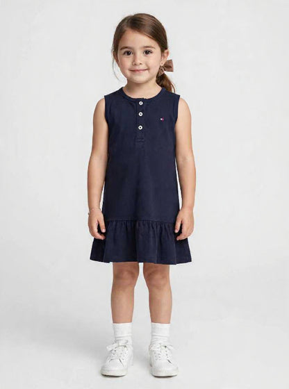 Tommy Hilfiger Girls' Polo Ruffle Dress - 100% Cotton Summer Dress #00359