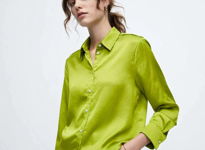 Zara Satin Button chemise- Women's Classic Fit #00342