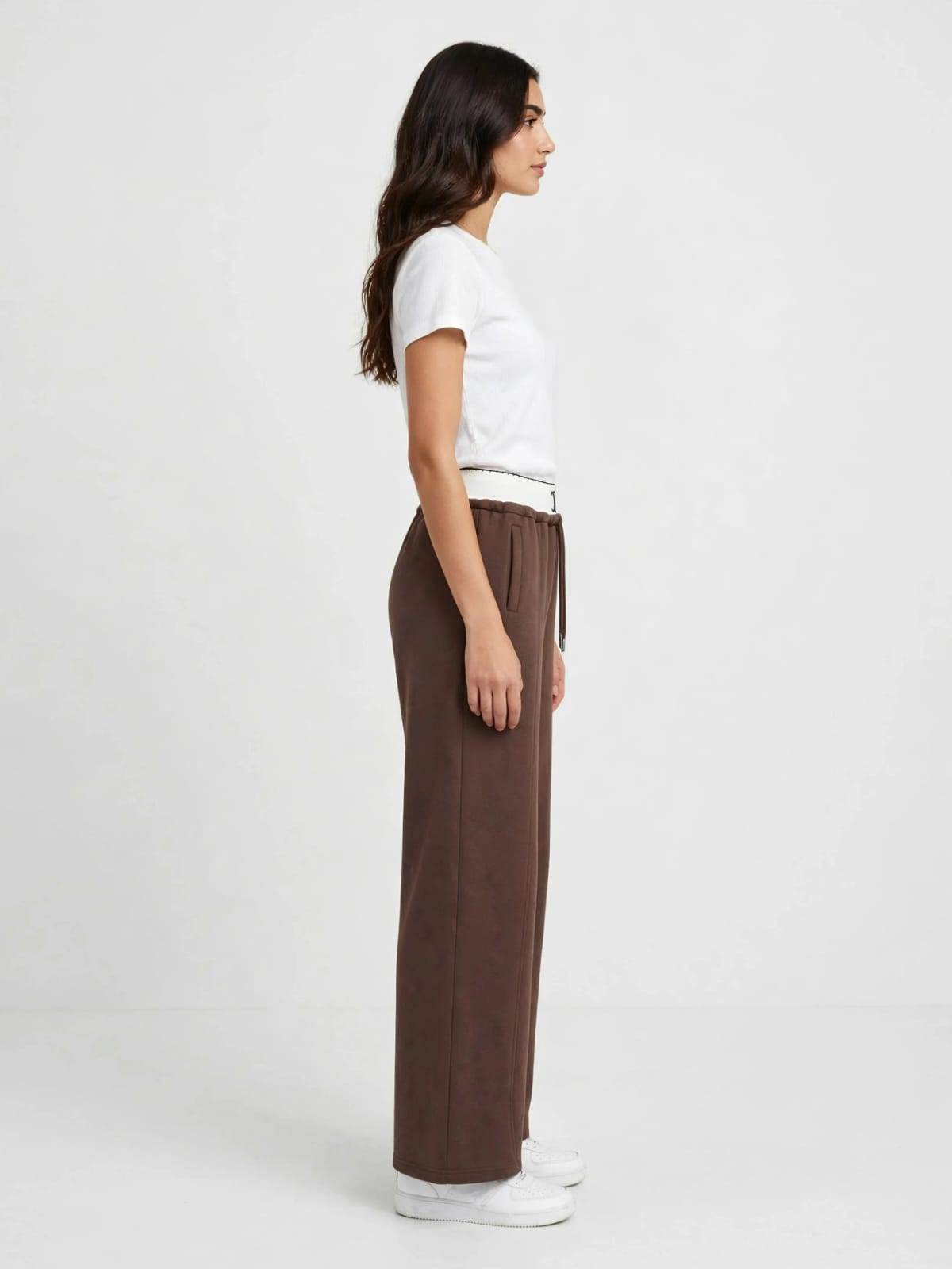 Celine Logo Waistband Track Pants - Brown Wide Leg Joggers #00354