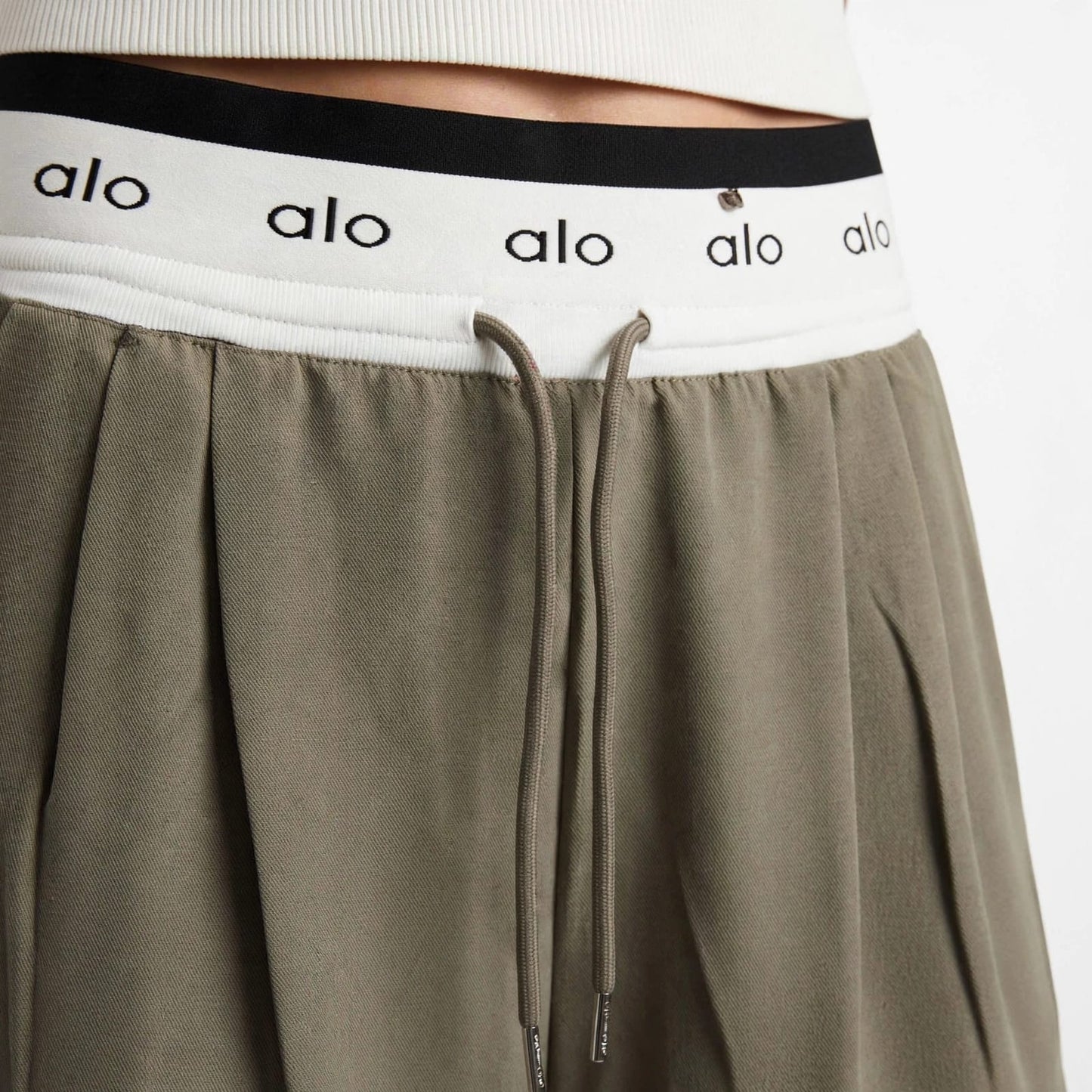 Alo Women's High-Waist Wide Leg Pants - Logo Waistband Lounge Trousers #00350