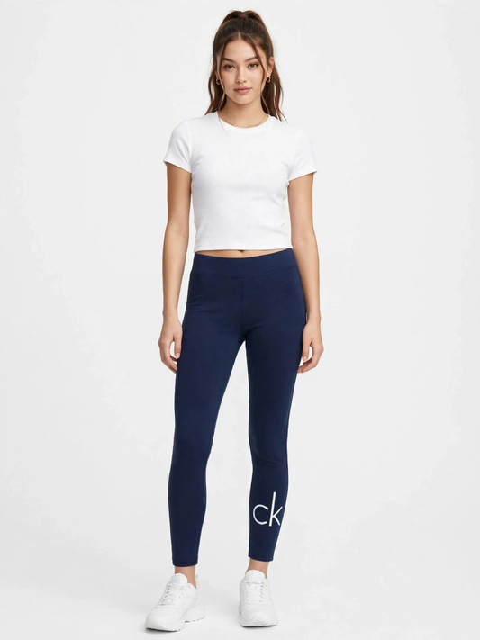 Calvin Klein Women's CK Logo Leggings pants - Navy Blue #00380