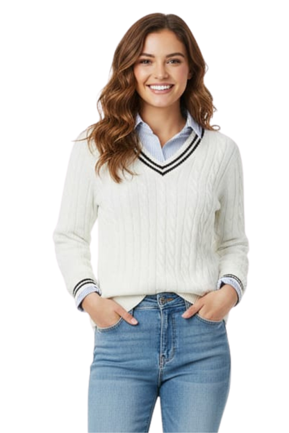 Tommy Hilfiger Striped Cable Knit Sweater/ #0083