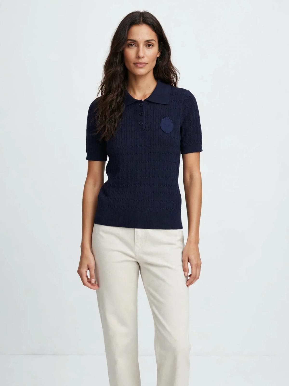 Dior Knit Polo Shirt - Luxury Cable Knit with CD Crest Logo#00360