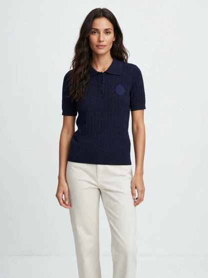 Dior Knit Polo Shirt - Luxury Cable Knit with CD Crest Logo#00360