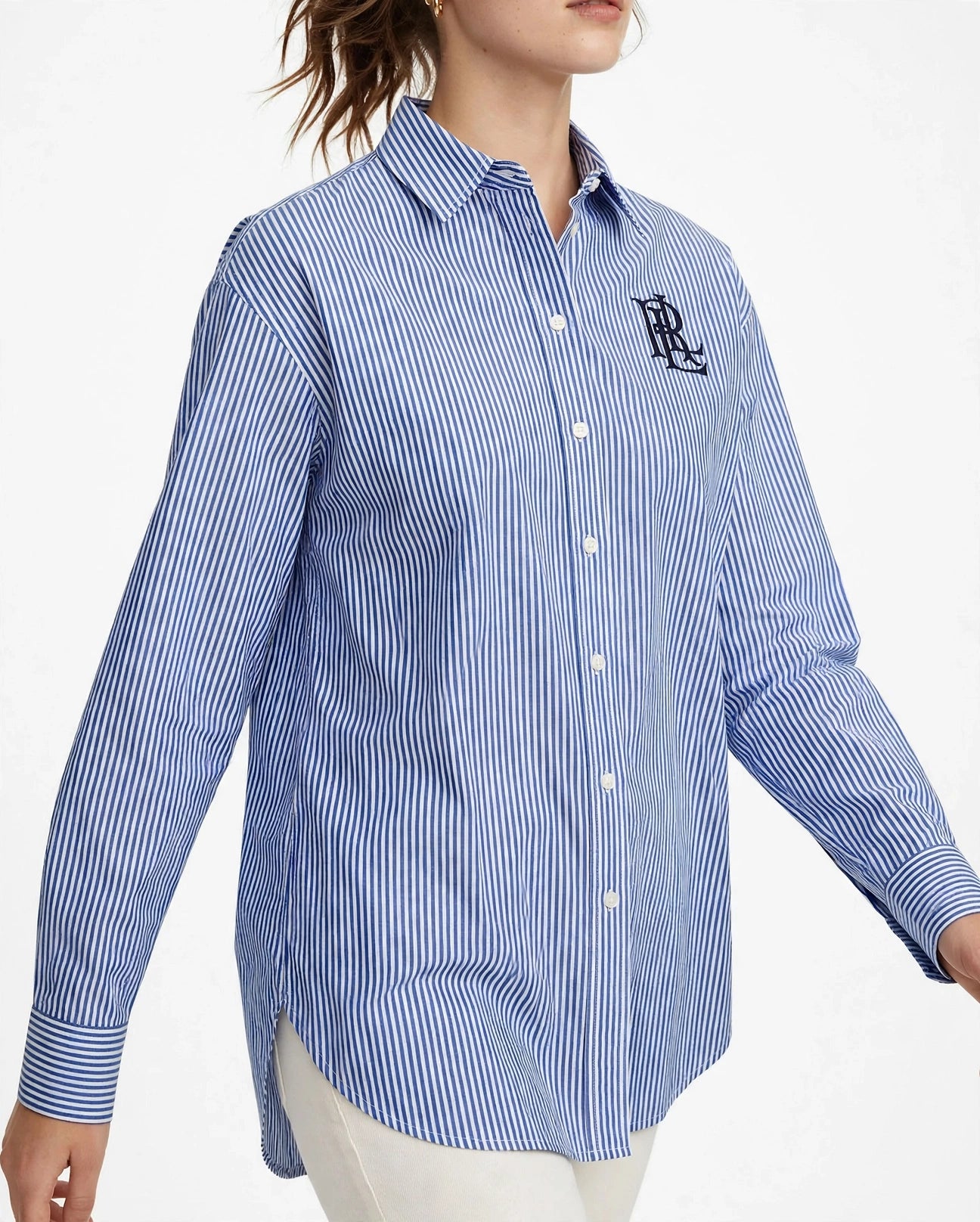 Ralph Lauren Classic Striped Button-Down Shirt with RL Logo-#00398