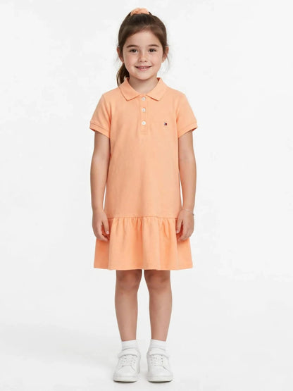 Tommy Hilfiger Girls' Polo Ruffle Dress - 100% Cotton Summer Dress #00359