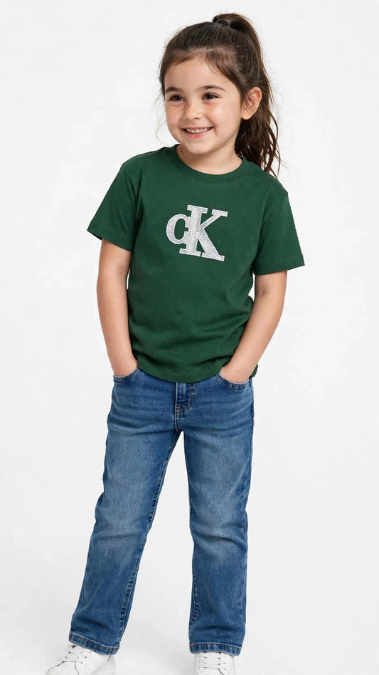 Calvin Klein Kids T-Shirt - CK Rhinestone Logo Tee -#00389