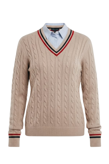 Tommy Hilfiger Striped Cable Knit Sweater/ #0083