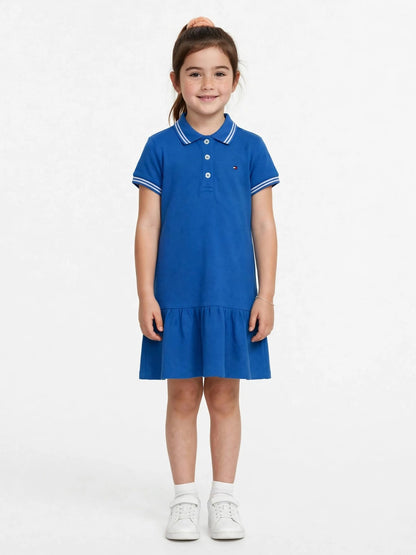 Tommy Hilfiger Girls' Polo Ruffle Dress - 100% Cotton Summer Dress #00359
