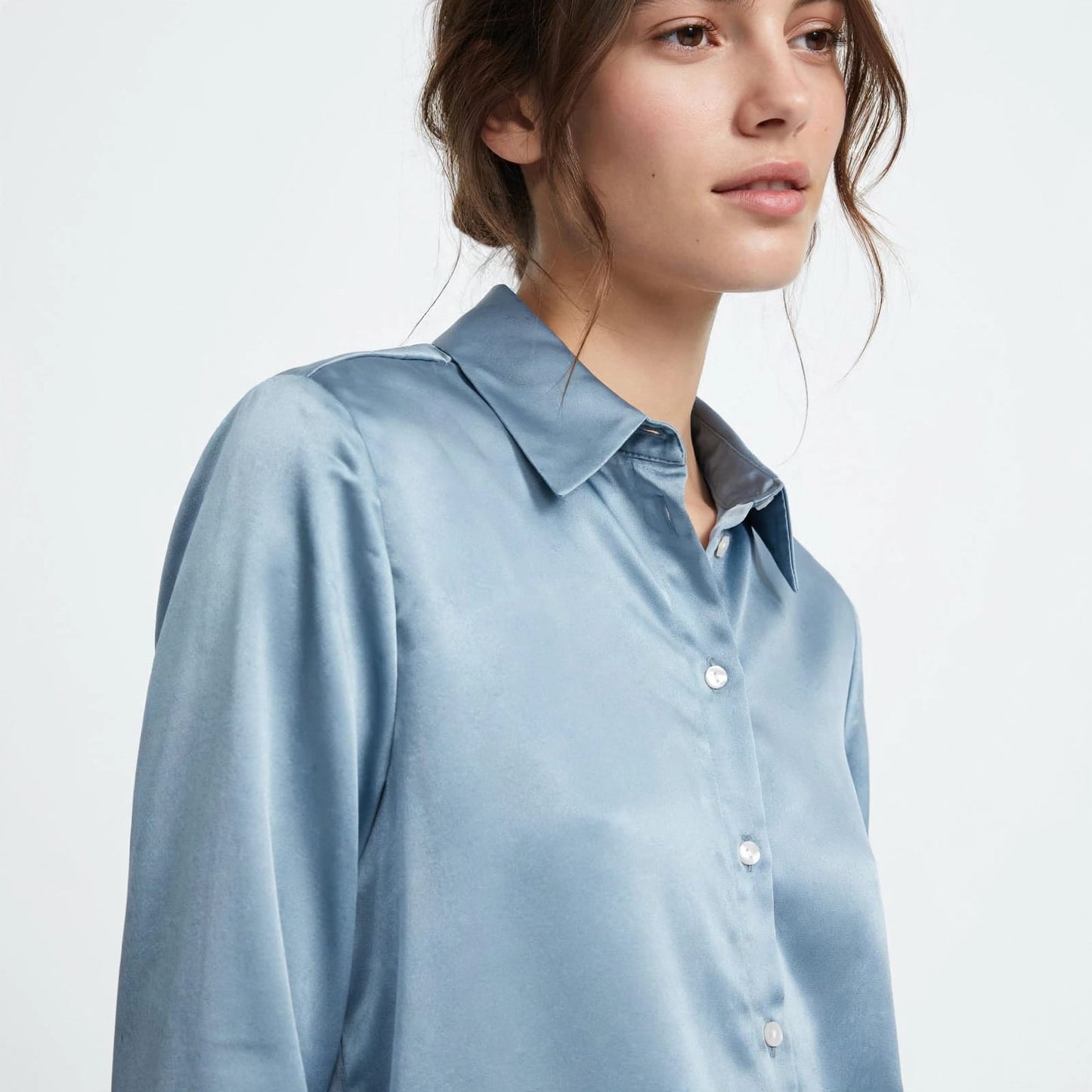 Zara Satin Button chemise- Women's Classic Fit #00342