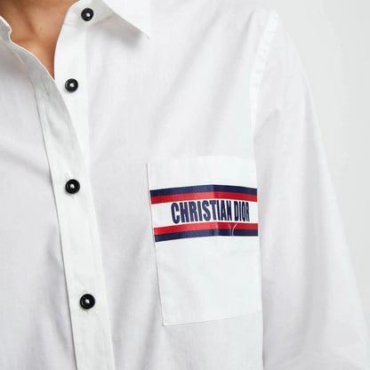 Christian Dior Signature Striped Logo Cotton Button-Up chemise #00349