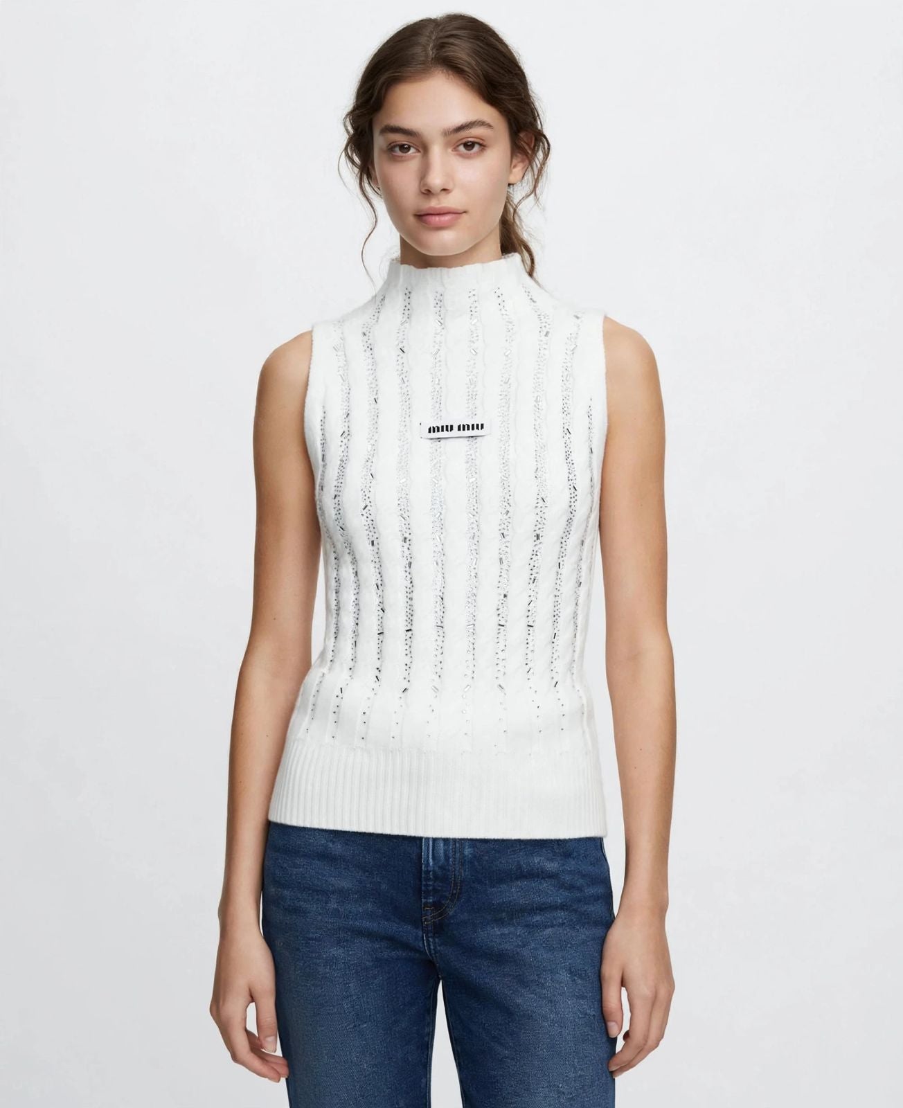 Miu Miu Crystal Embellished Knit Vest - #00319
