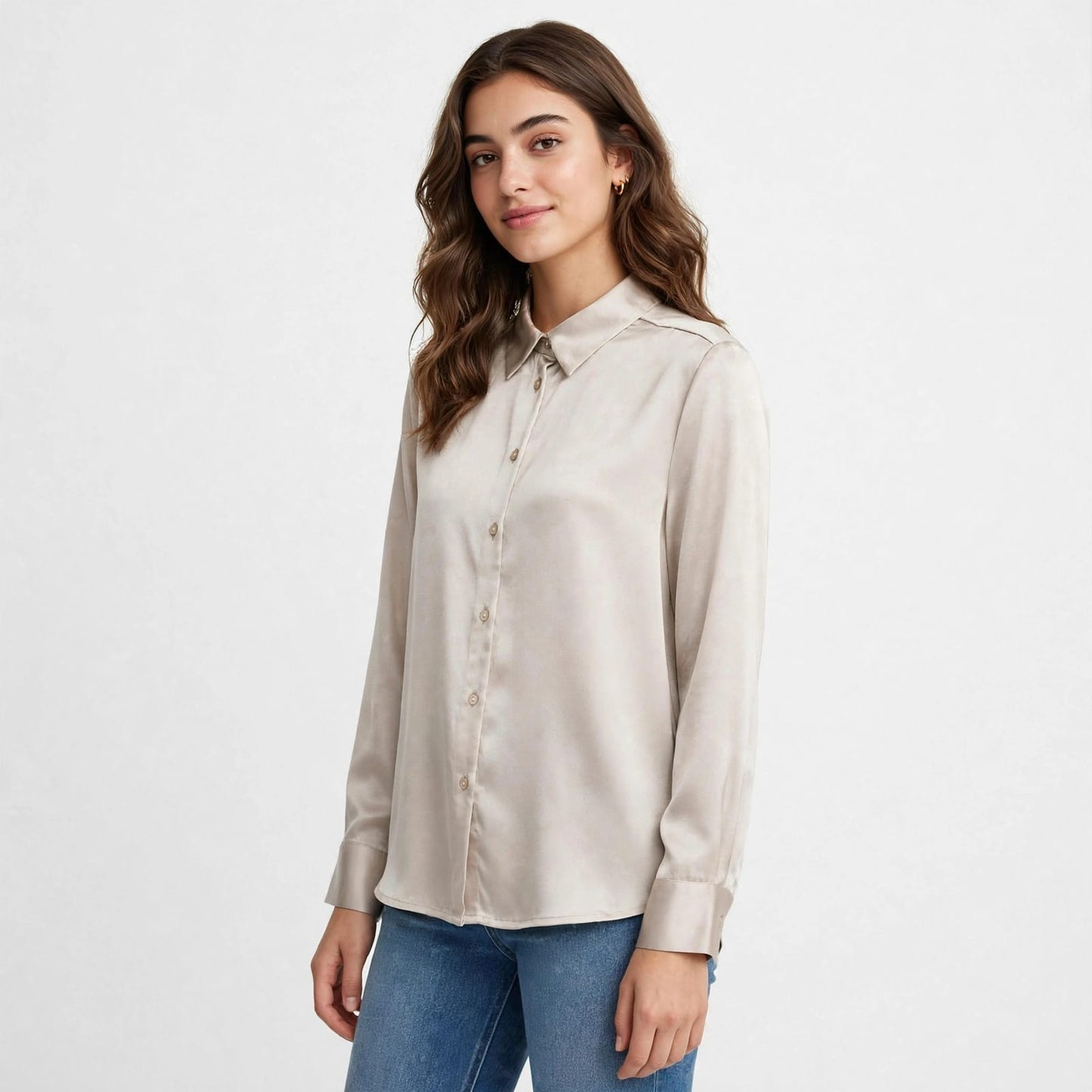 Zara Satin Button chemise- Women's Classic Fit #00342
