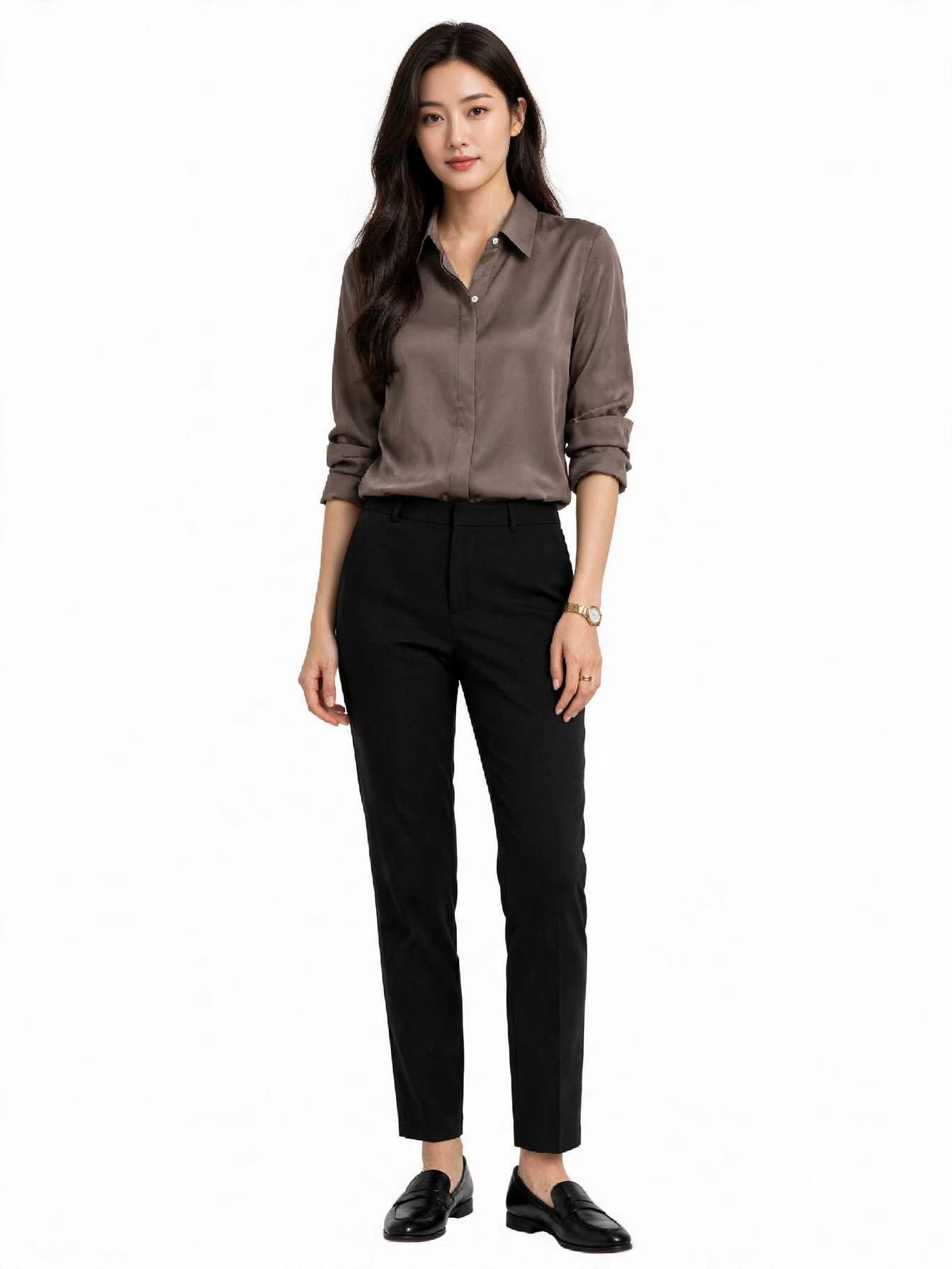 ZARA Satin Effect Shirt - Premium Long Sleeve Button Up Blouse-#00395