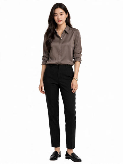 ZARA Satin Effect Shirt - Premium Long Sleeve Button Up Blouse-#00395