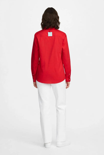 Classic Red Button-Up chemise – Tommy Jeans Logo Cotton Top#00343