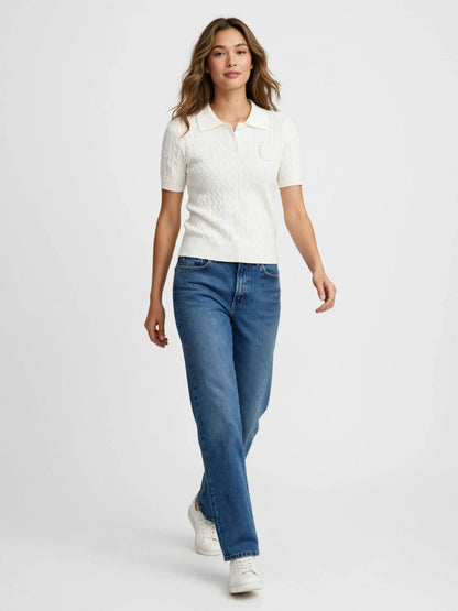 Dior Knit Polo Shirt - Luxury Cable Knit with CD Crest Logo#00360
