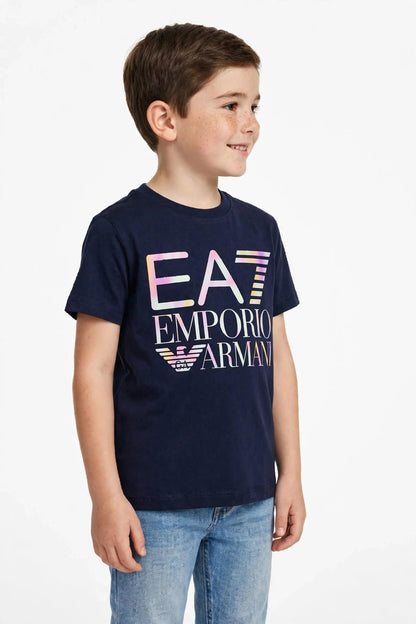 Emporio Armani EA7 Kids Graphic T-Shirt - Designer Cotton Tee-#00390